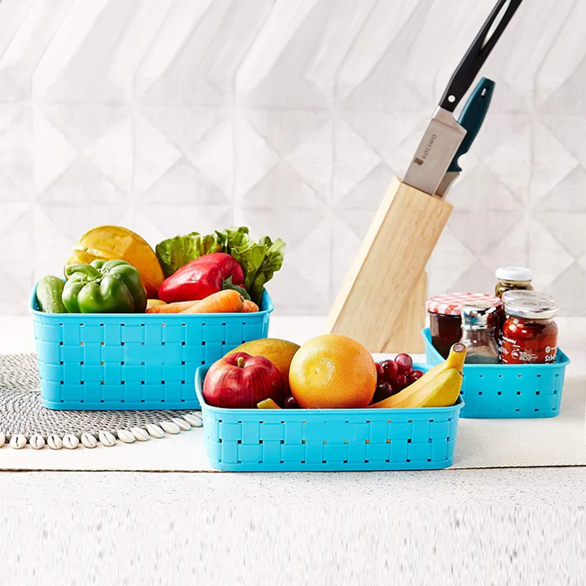 0062 Smart Baskets for Storage(Set of 3) Sky Blue - Image 5