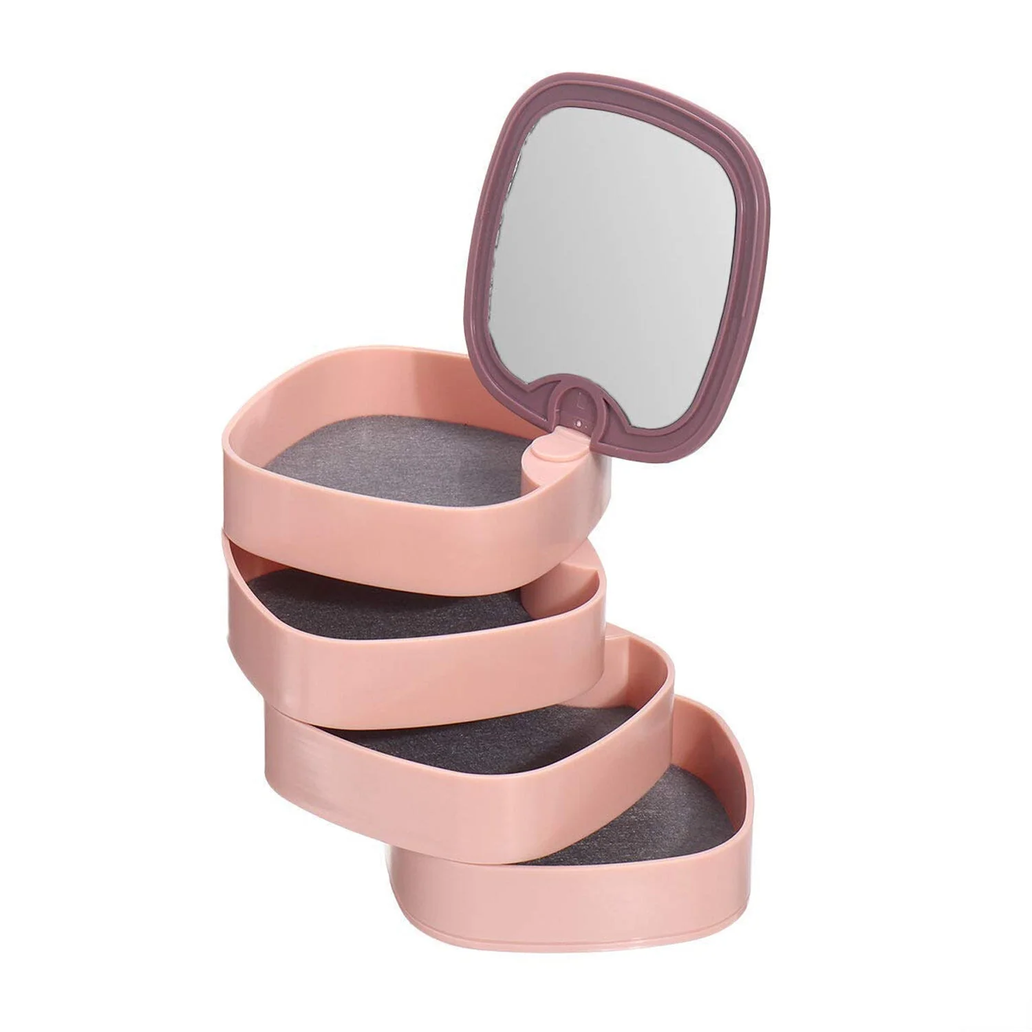 4023 4 Layers Jewellery Box, 360 Degree Rotating Jewelry Box, Jewelry and Earring Organizer Box with Mirror, Accessory Storage Box (Multicolor) - Image 10