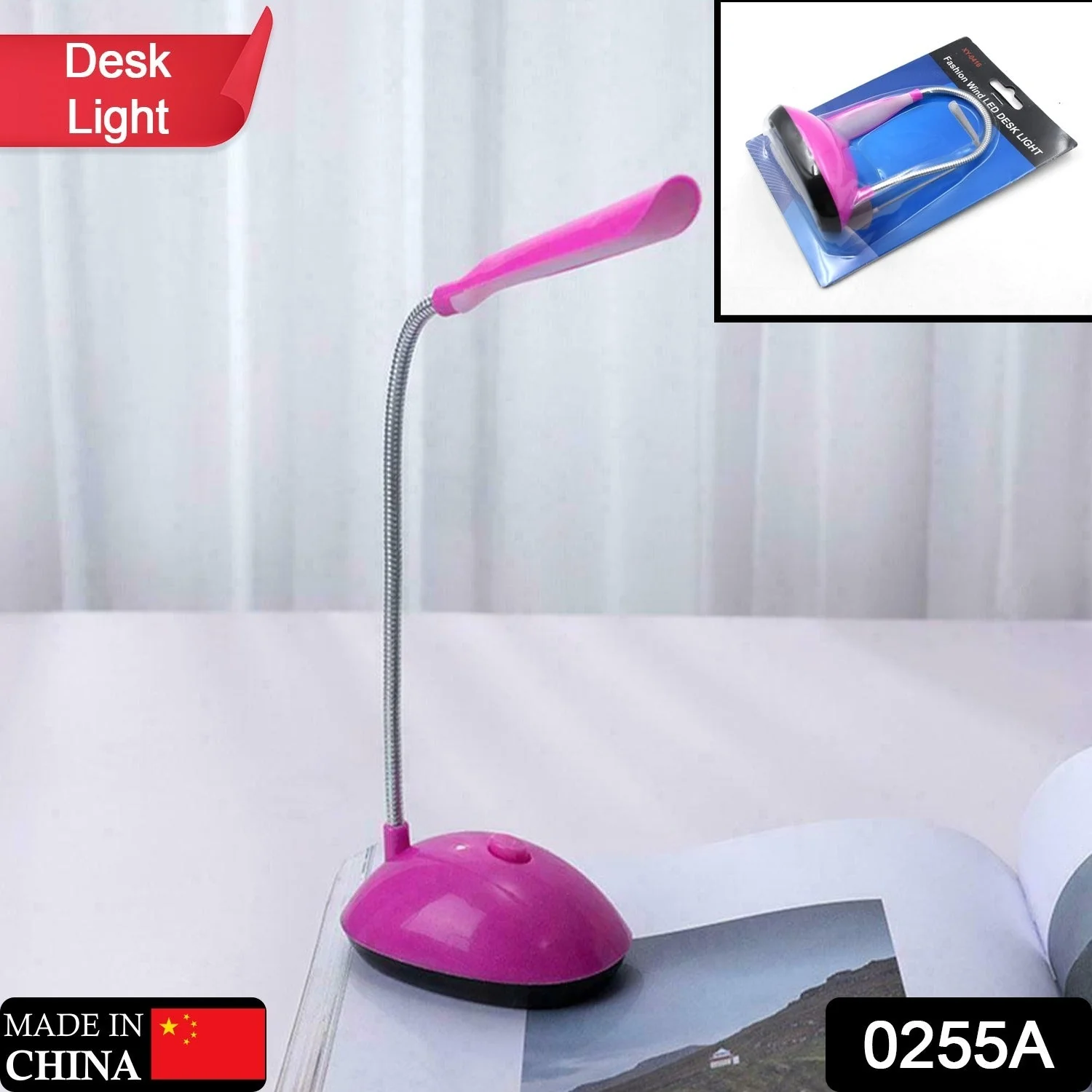 0255A Fashion Wind LED Desk Light, LED Lamps Button Control, Portable Flexible Neck Eye-Caring Table Reading Lights for Reading/Relaxation/Bedtime - Image 2