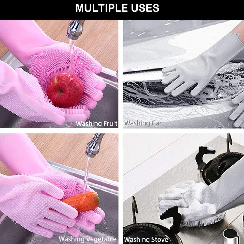 0712 Single Left-Handed Silicone Dishwashing Glove: Scrubber, Reusable, Kitchen Cleaning - Image 2
