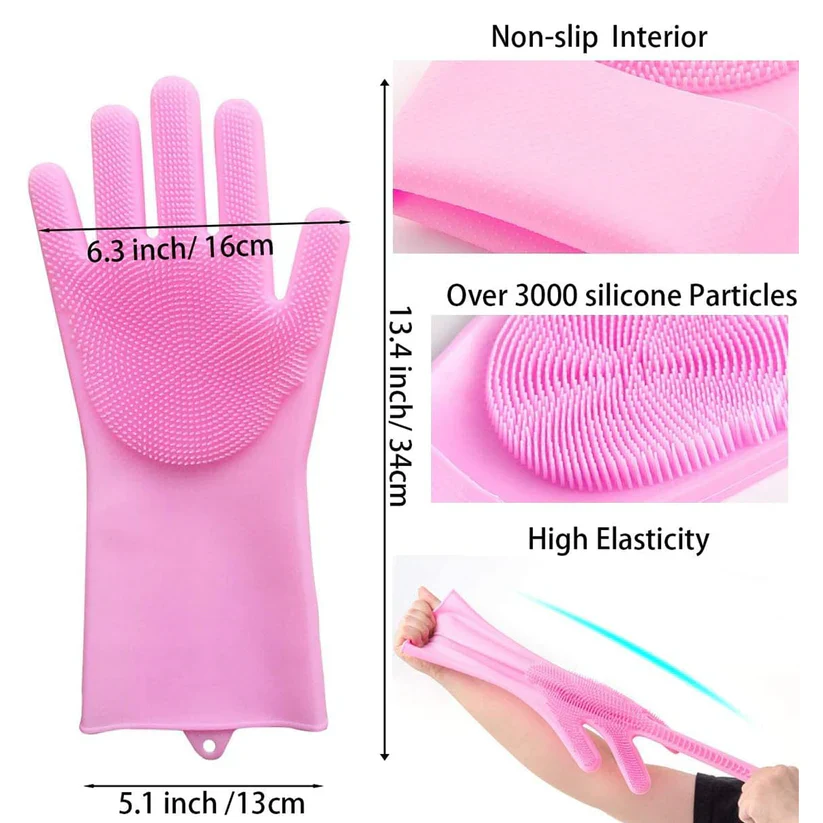 0712 Single Left-Handed Silicone Dishwashing Glove: Scrubber, Reusable, Kitchen Cleaning - Image 3