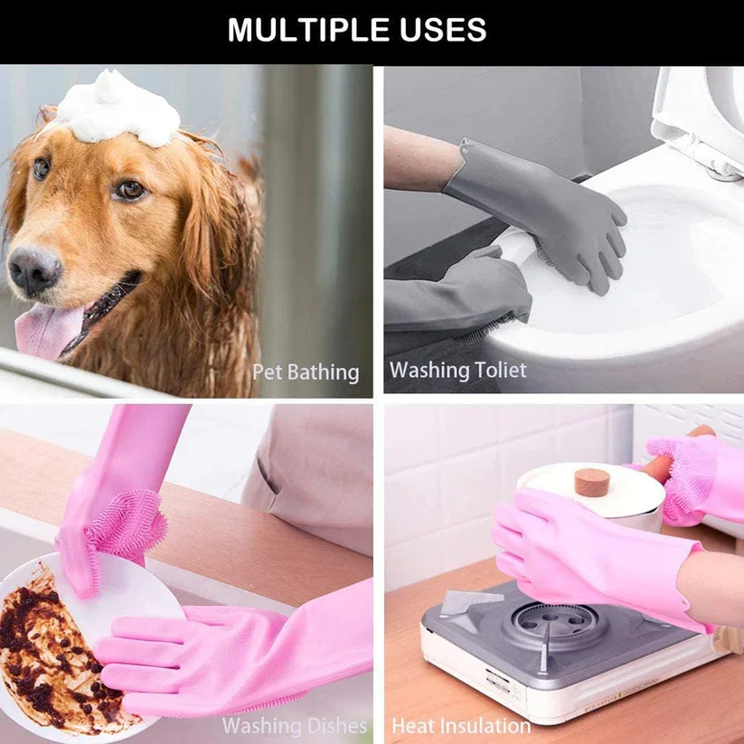 0712 Single Left-Handed Silicone Dishwashing Glove: Scrubber, Reusable, Kitchen Cleaning - Image 4