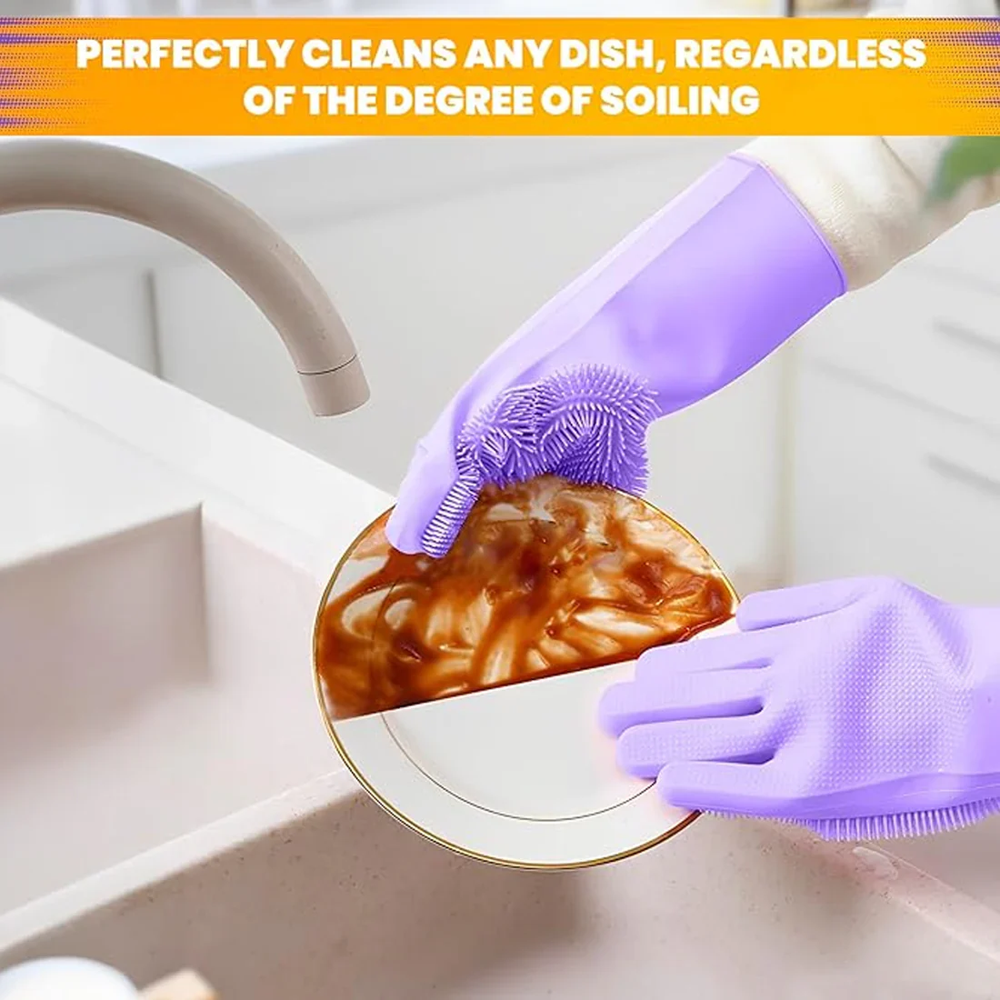 0712 Single Left-Handed Silicone Dishwashing Glove: Scrubber, Reusable, Kitchen Cleaning - Image 7