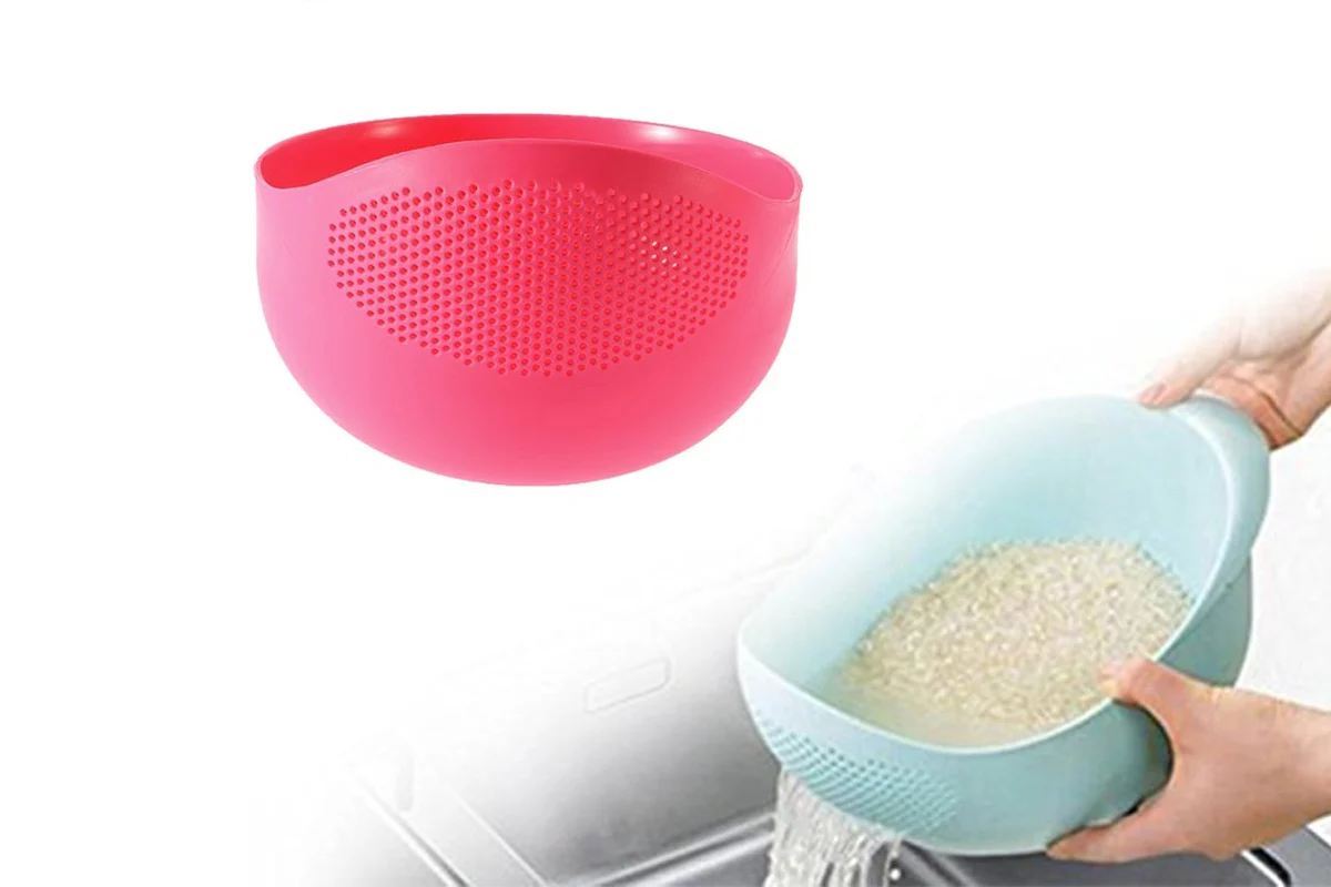 081A Multi-Function with Integrated Colander Mixing Bowl Washing Rice, Vegetable and Fruits Drainer Bowl-Size: 21x17x8.5cm - Image 2