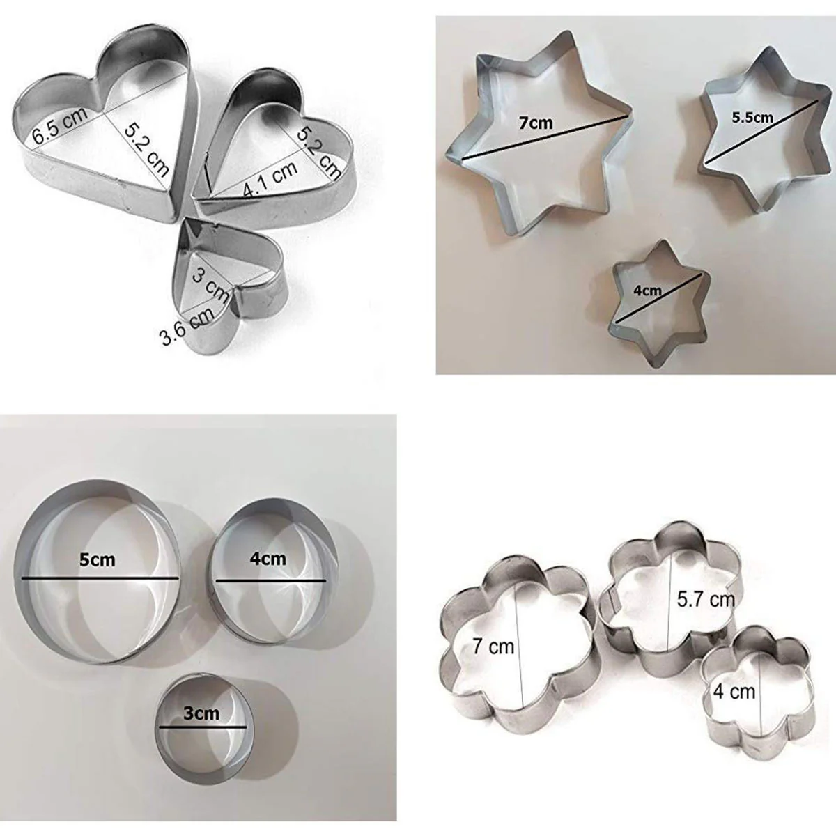 0813 Cookie Cutter Stainless Steel Cookie Cutter with Shape Heart Round Star and Flower (12 Pieces) - Image 3