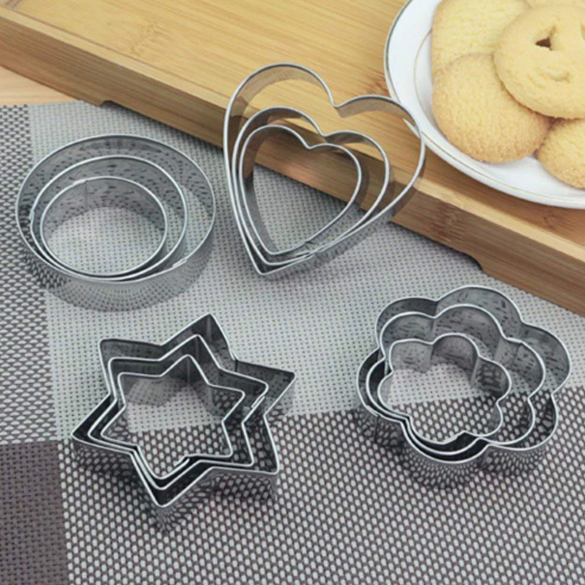 0813 Cookie Cutter Stainless Steel Cookie Cutter with Shape Heart Round Star and Flower (12 Pieces) - Image 4