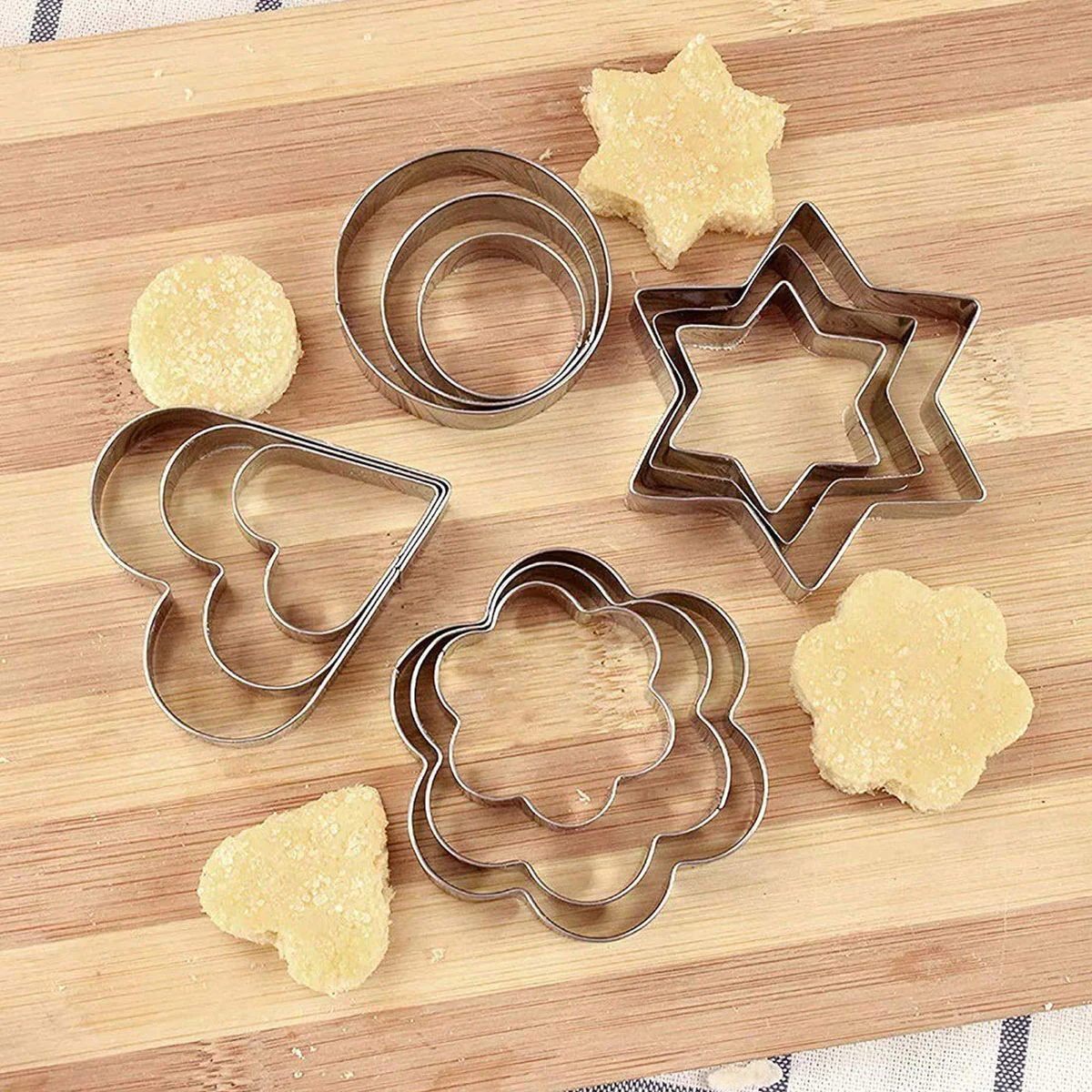 0813 Cookie Cutter Stainless Steel Cookie Cutter with Shape Heart Round Star and Flower (12 Pieces) - Image 5