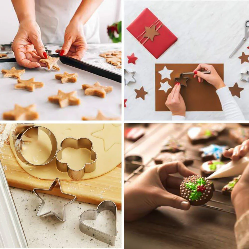 0827 Cookie Cutter Stainless Steel Cookie Cutter with Shape Heart Round Star and Flower (4 Pieces) - Image 6