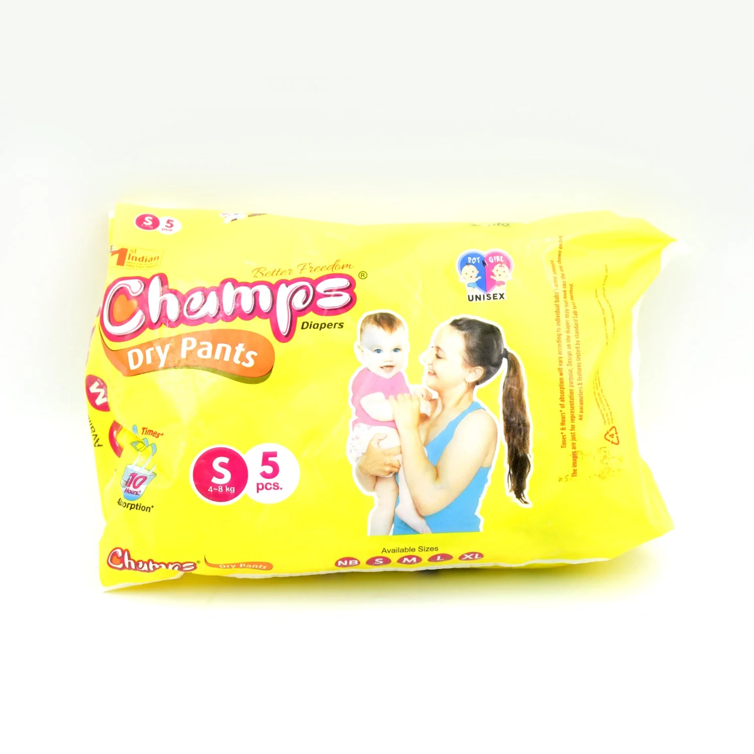 0968 Small  Champs Dry Pants Style Diaper- Small Best for Travel  Absorption, Champs Baby Diapers, Champs Soft and Dry Baby Diaper Pants (S5 Pcs ) - Image 4