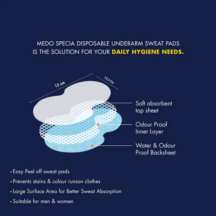 0978 Underarms Sweat Pads Disposable Highly Absorbent Pads Cotton Anti-Allergic Anti Bacteria Anti Smell Underarm Perspiration Pad For Men And Women (Pack of 10) - Image 4