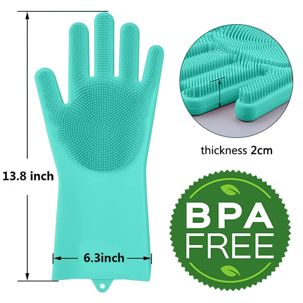 0714 Reusable Silicone Cleaning Brush Scrubber Gloves (Multicolor) - Image 5