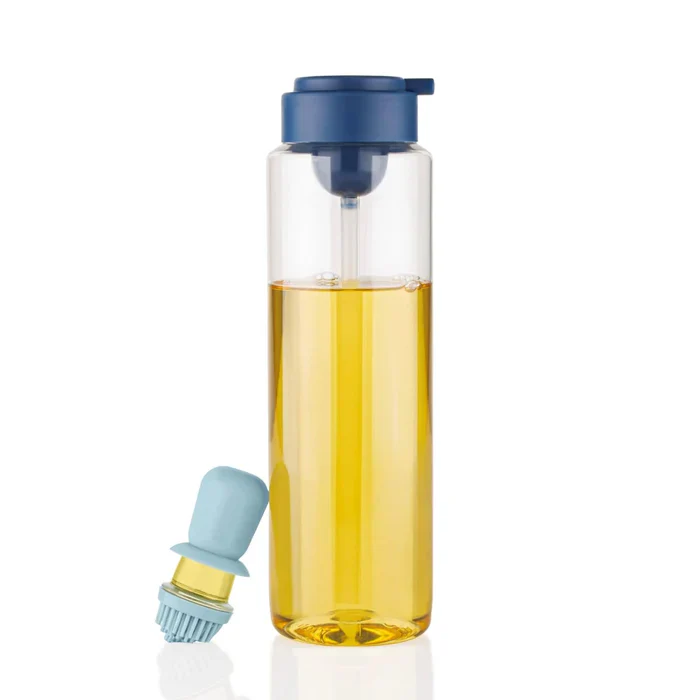10138 2 in 1 Transparent oilar dispenser with Silicone Oil Dropper Nozzle (1 Pc / With Brush / 1 Ltr.) - Image 4