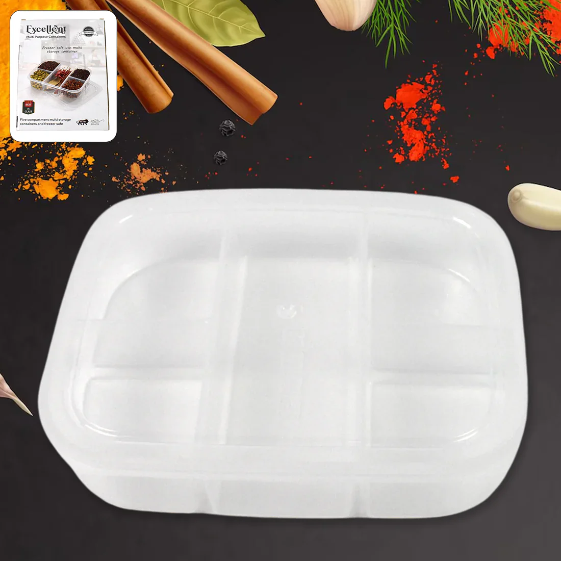 10302 Plastic 5- Compartment Excellent container Reusable Lunch Box (1 Pc) - Image 4