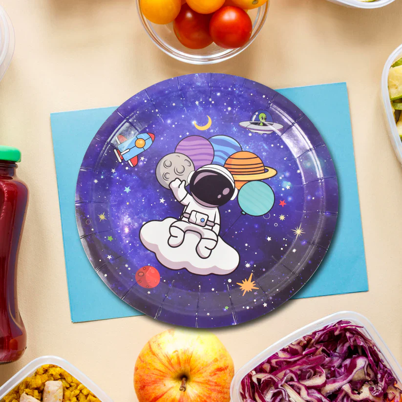 10441 Round Plates Disposable Paper Plates Happy Birthday, Gift (10 Pcs Set / Mix Design) - Image 2