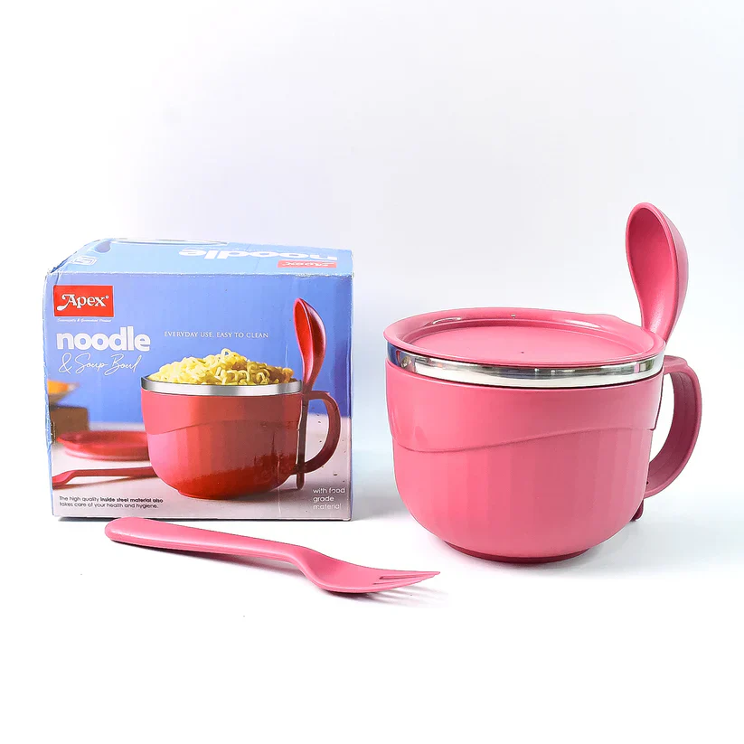 10657 Apex Premium 700 ML Multipurpose Noodle Bowl with Handle, Lid and Fork by Apex - Image 6