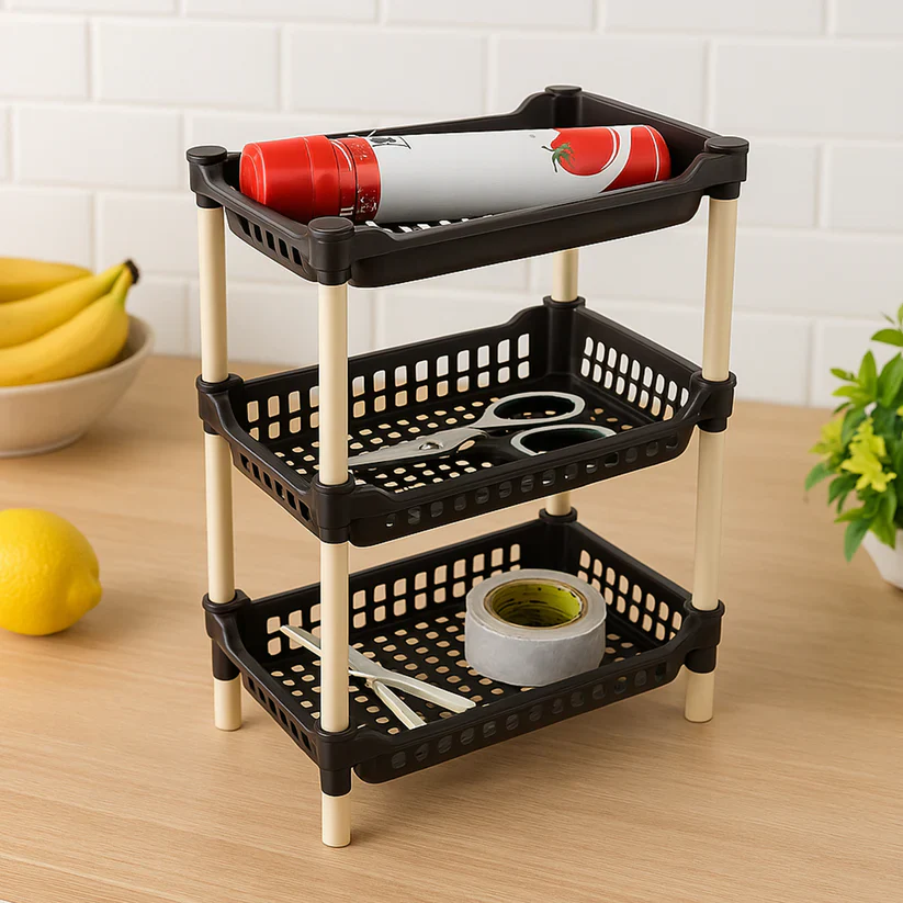 11490 Apex Small Multiuse Plastic Storage Rack Organizer 3-Tier - Image 3