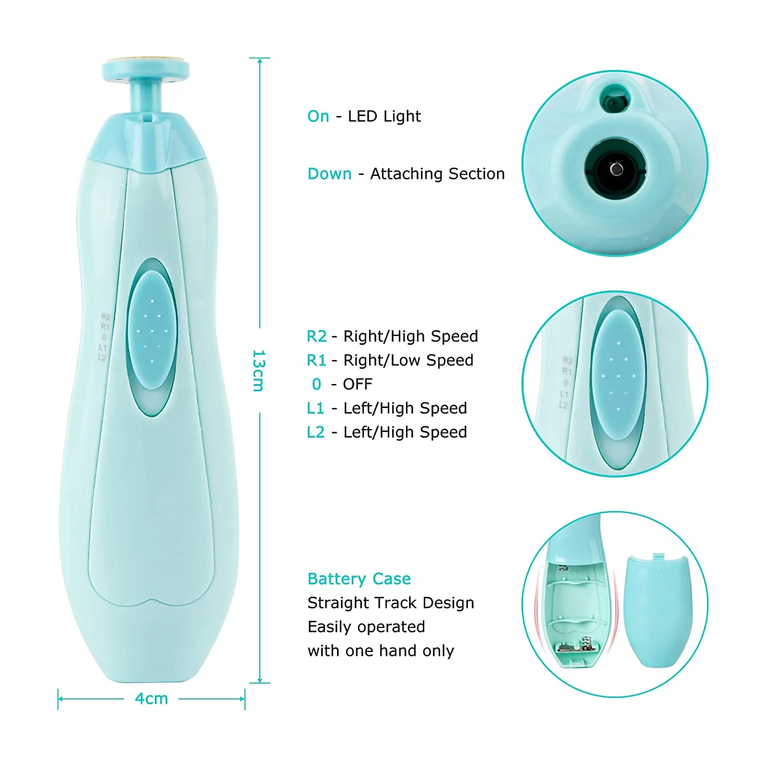 1223 Electric Premium LED Baby Nail Trimmer Kit - Image 3