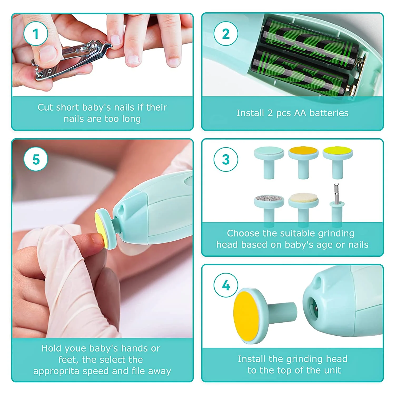 1223 Electric Premium LED Baby Nail Trimmer Kit - Image 5