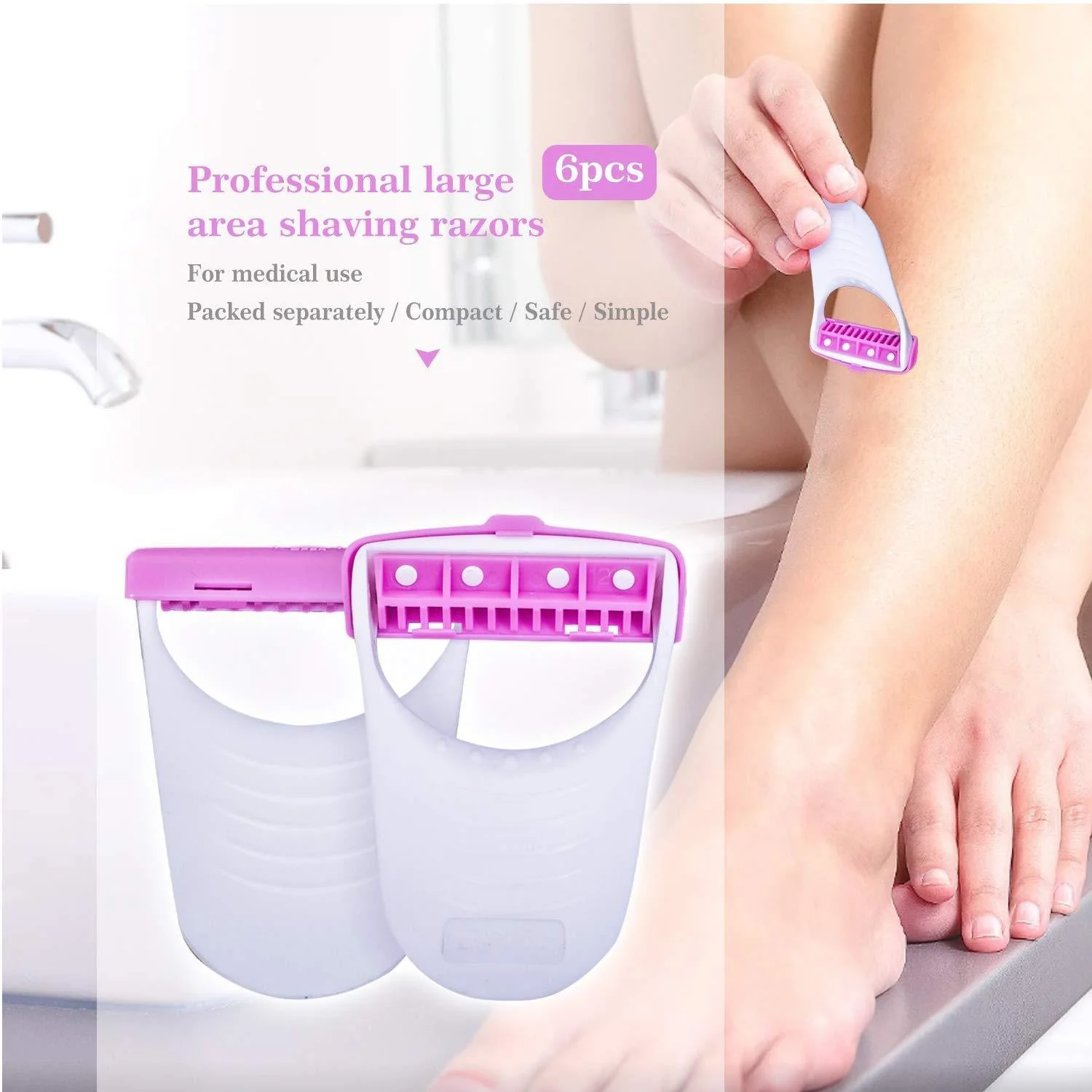 1236A Disposable Body Skin Hair Removal Razor for Women Pack of 6 - Image 2