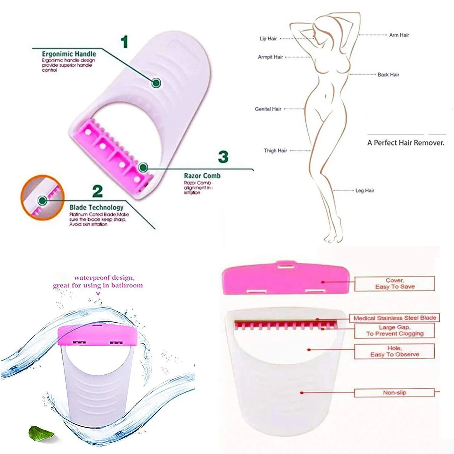 1236A Disposable Body Skin Hair Removal Razor for Women Pack of 6 - Image 4