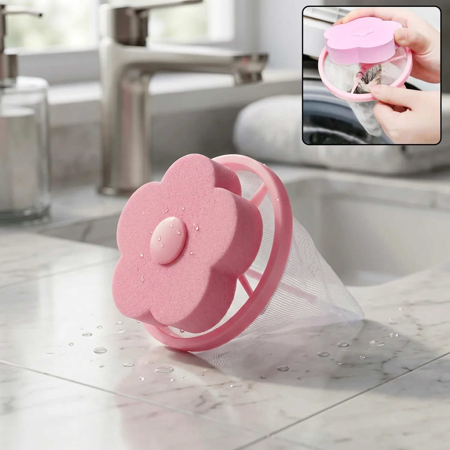12604 Flower Shape Reusable Laundry Lint Remover - 1 Pc