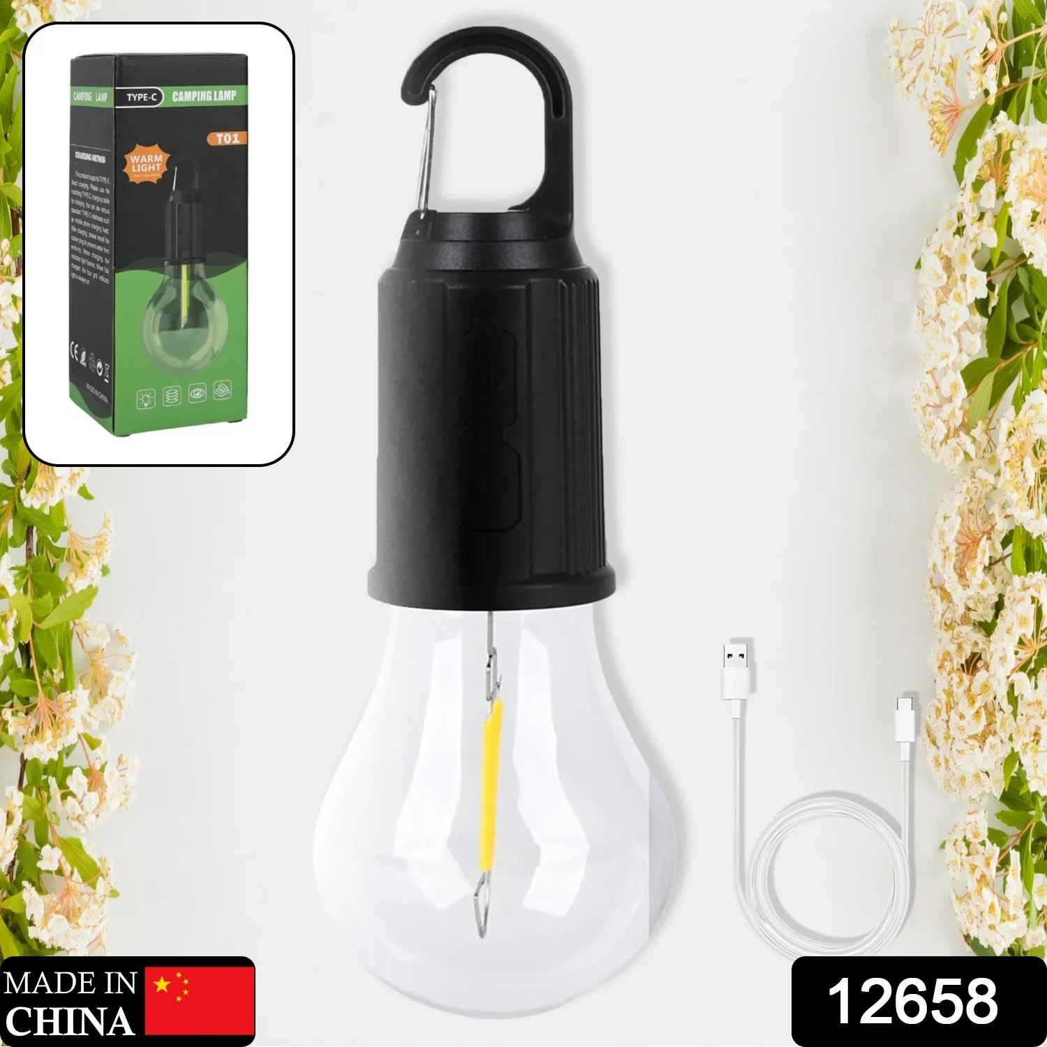 12658 RECHARGEABLE CAMPING LIGHTS FOR TENTS LED CAMPING TENT LANTERN 3 LIGHTING MODES TENT LAMP PORTABLE EMERGENCY CAMPING LIGHTS WITH CLIP HOOK FOR CAMPING HIKING FISHING, BACKPACKING (1 PC) - Image 4