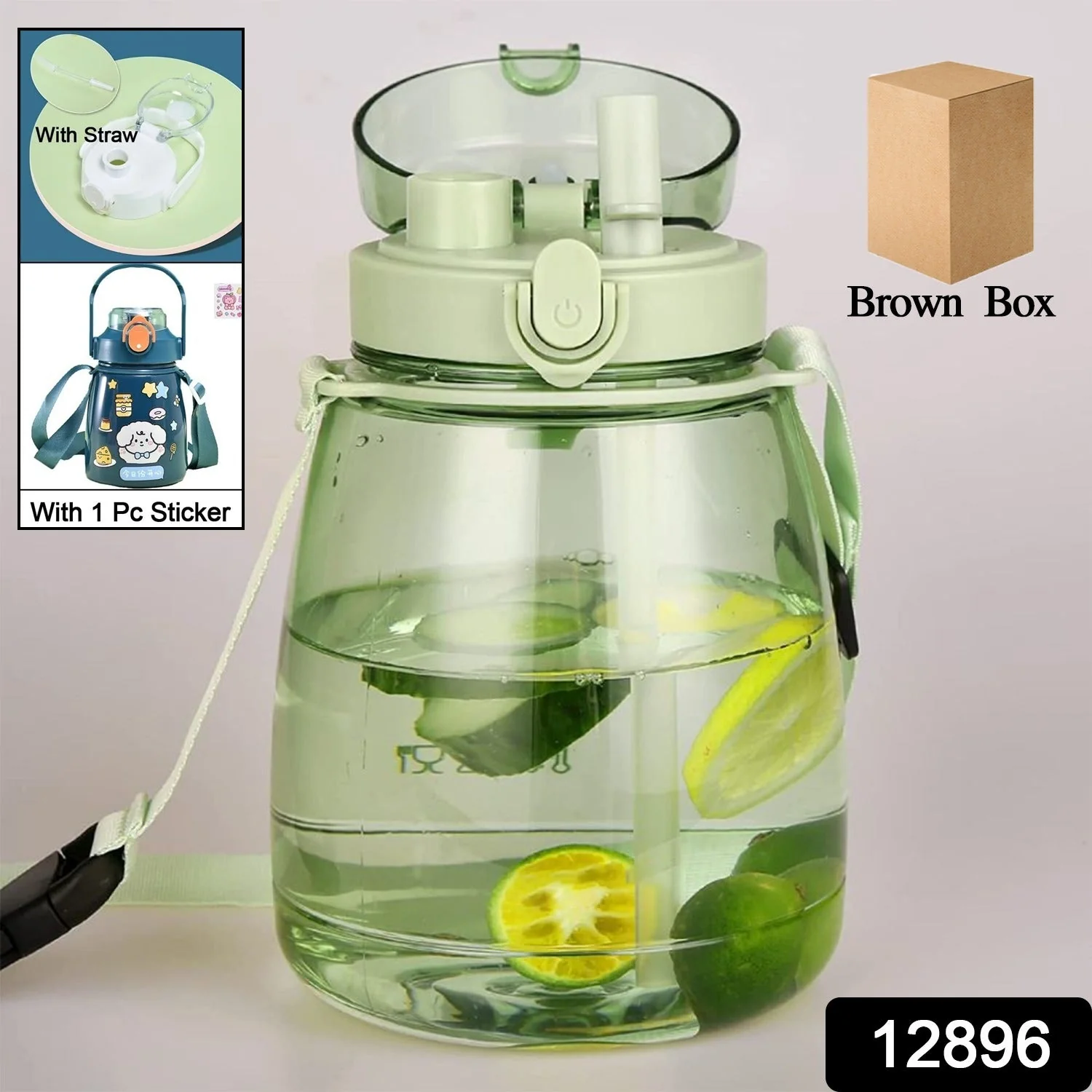 TM0271 Insulated Water Bottle Portable Water Bottle With Strap, Sticker and Straw Cute Outdoor Sports Bottle For Water Travel Drinkware Jug Travel Water Bottle large Capacity Water Jug, Gym / Kid / Outdoor Sport / Campus, Fashionable (1300 ML Approx) - Image 2