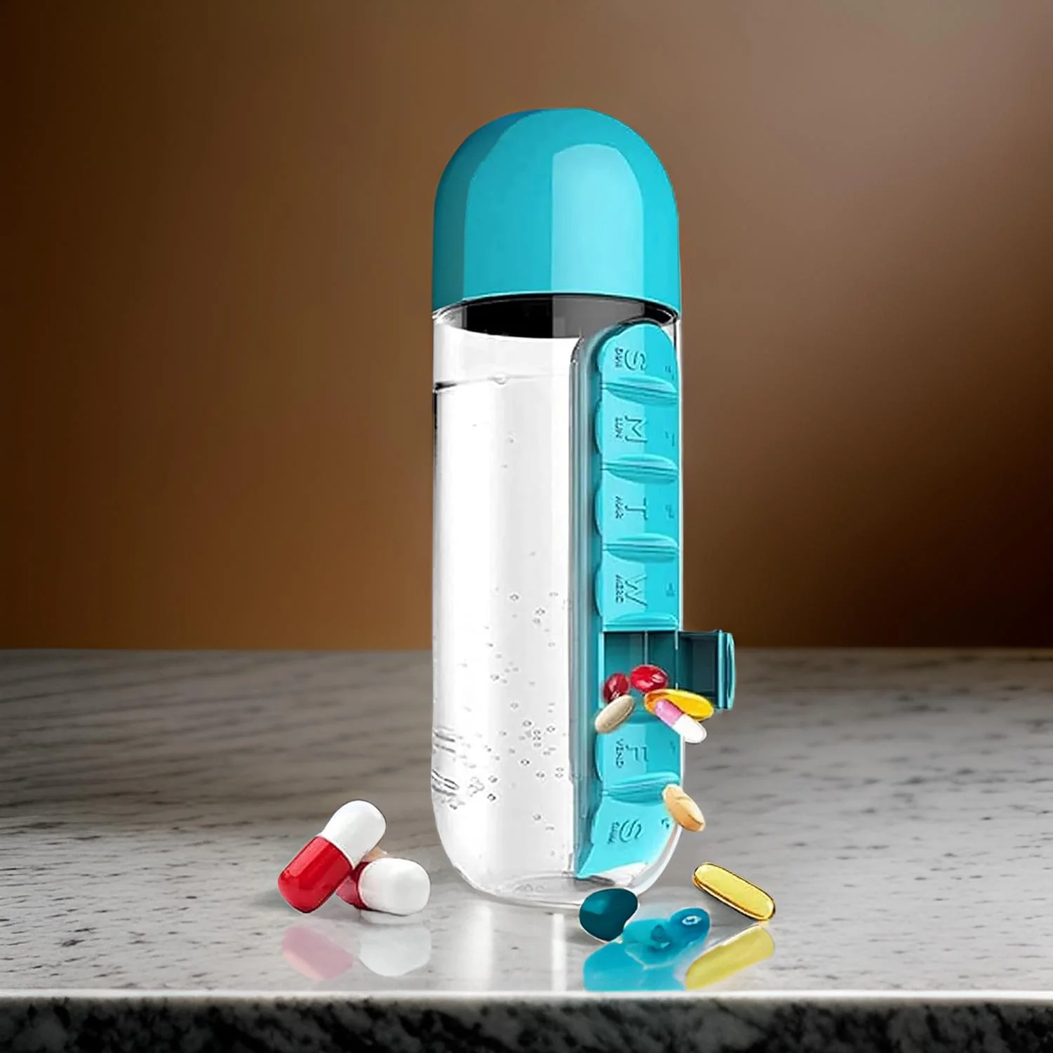 12911 Pill & Vitamin Bottle, Water Bottle Multi Functional Use for Traveling - Image 2
