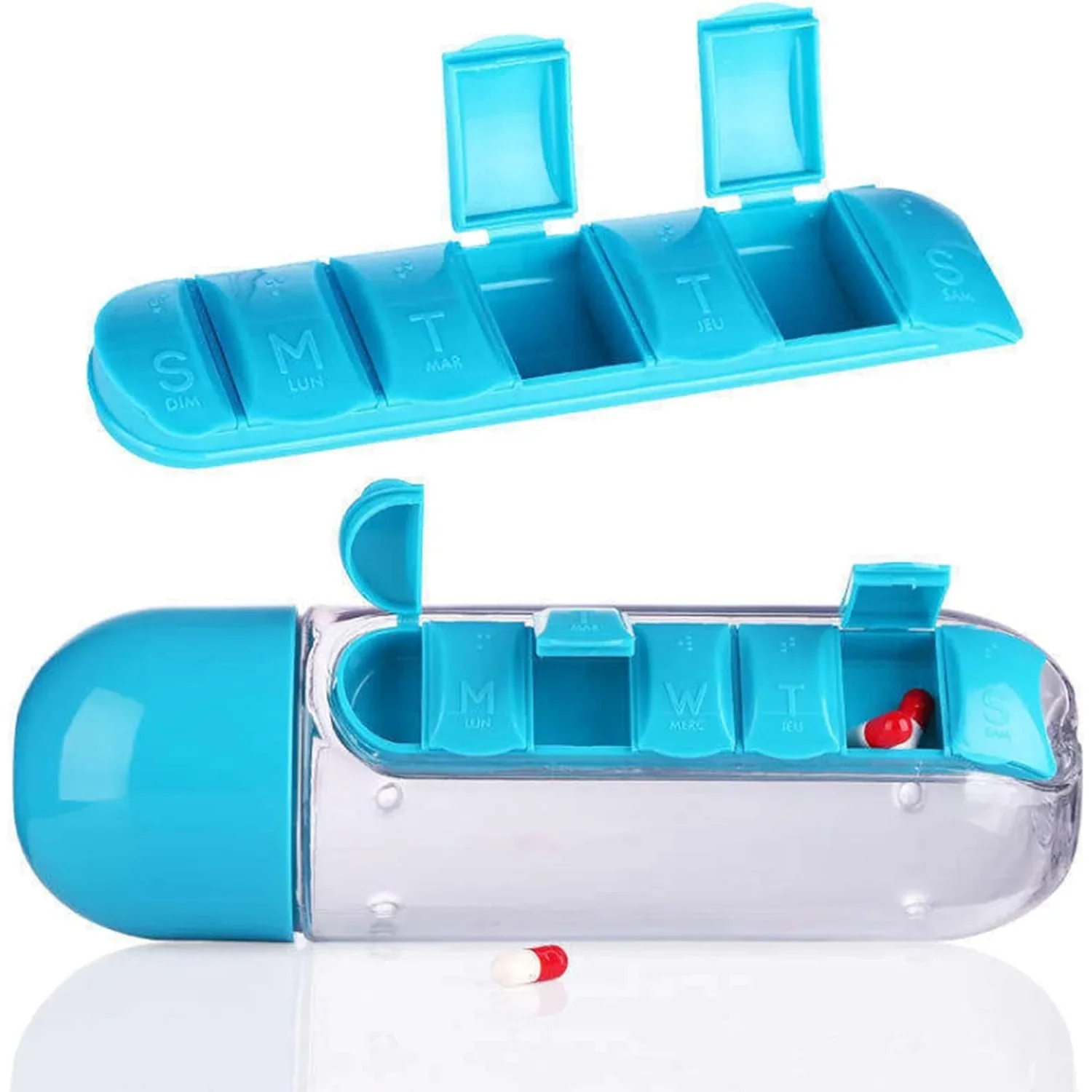 12911 Pill & Vitamin Bottle, Water Bottle Multi Functional Use for Traveling - Image 3