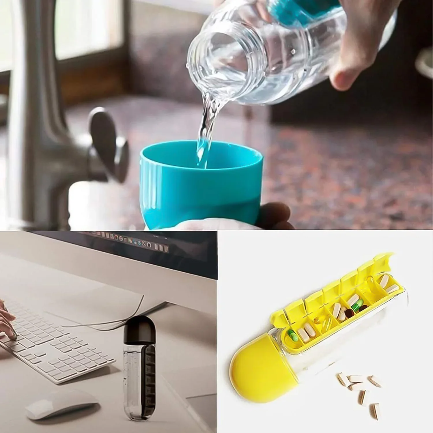 12911 Pill & Vitamin Bottle, Water Bottle Multi Functional Use for Traveling - Image 6
