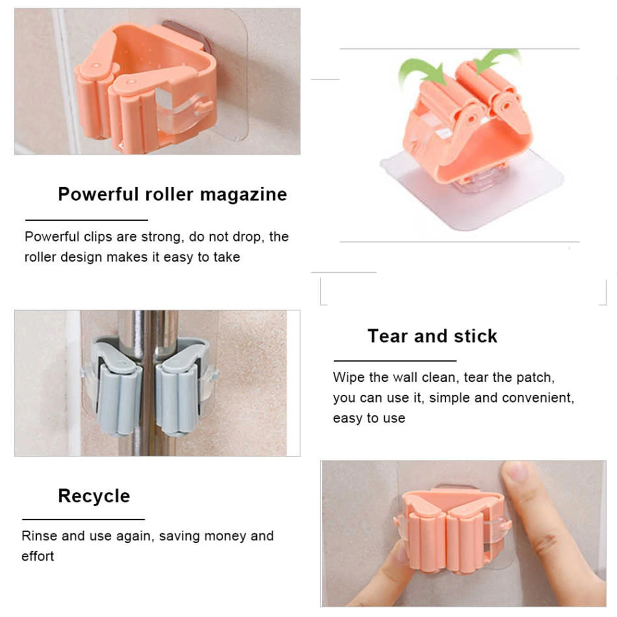 2177 Magic Sticker Series Self Adhesive Mop and Broom Holder - Image 3