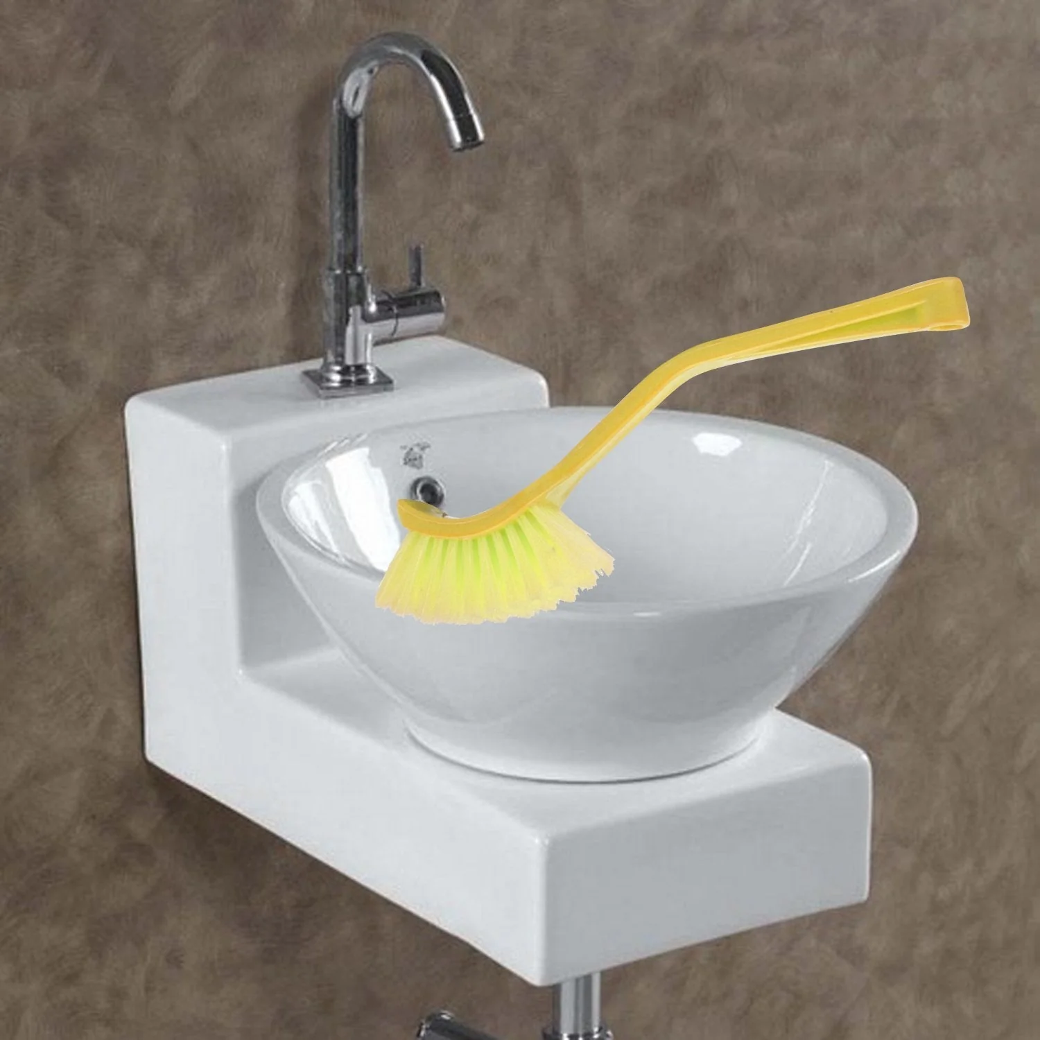 1375 Plastic Wash Basin/Toilet Seat Cleaning Brush (Multicolour) - Image 3
