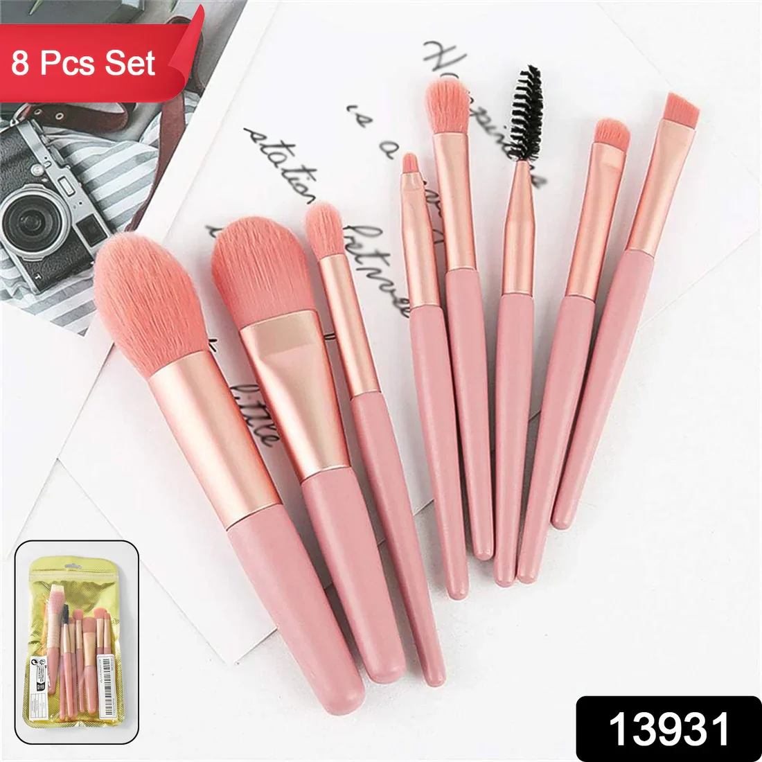 13931 Premium Makeup Brush Set (8 Pcs Set / Mix Color) - Image 3