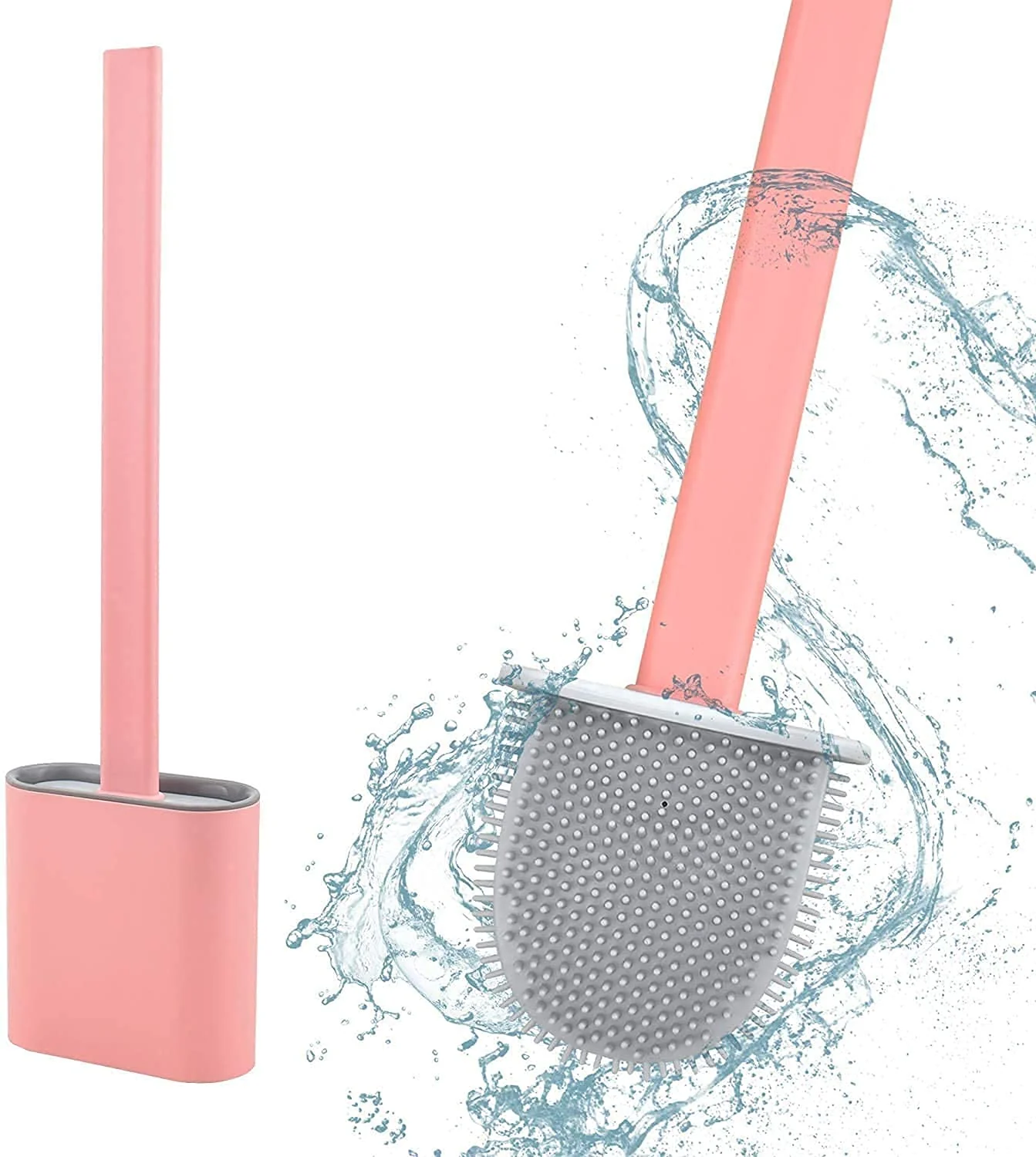 1410 Silicone Toilet Brush with Holder Stand  for Bathroom Cleaning - Image 10
