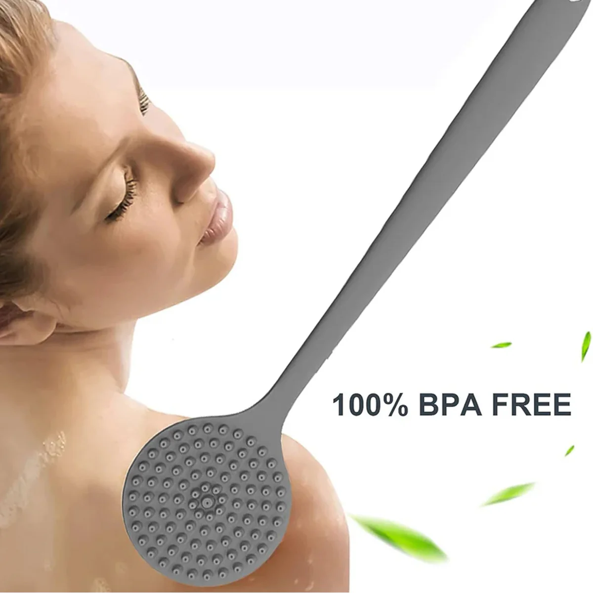 14219 Silicone Back Scrubber Brush with Long Handle (1 Pc) - Image 5