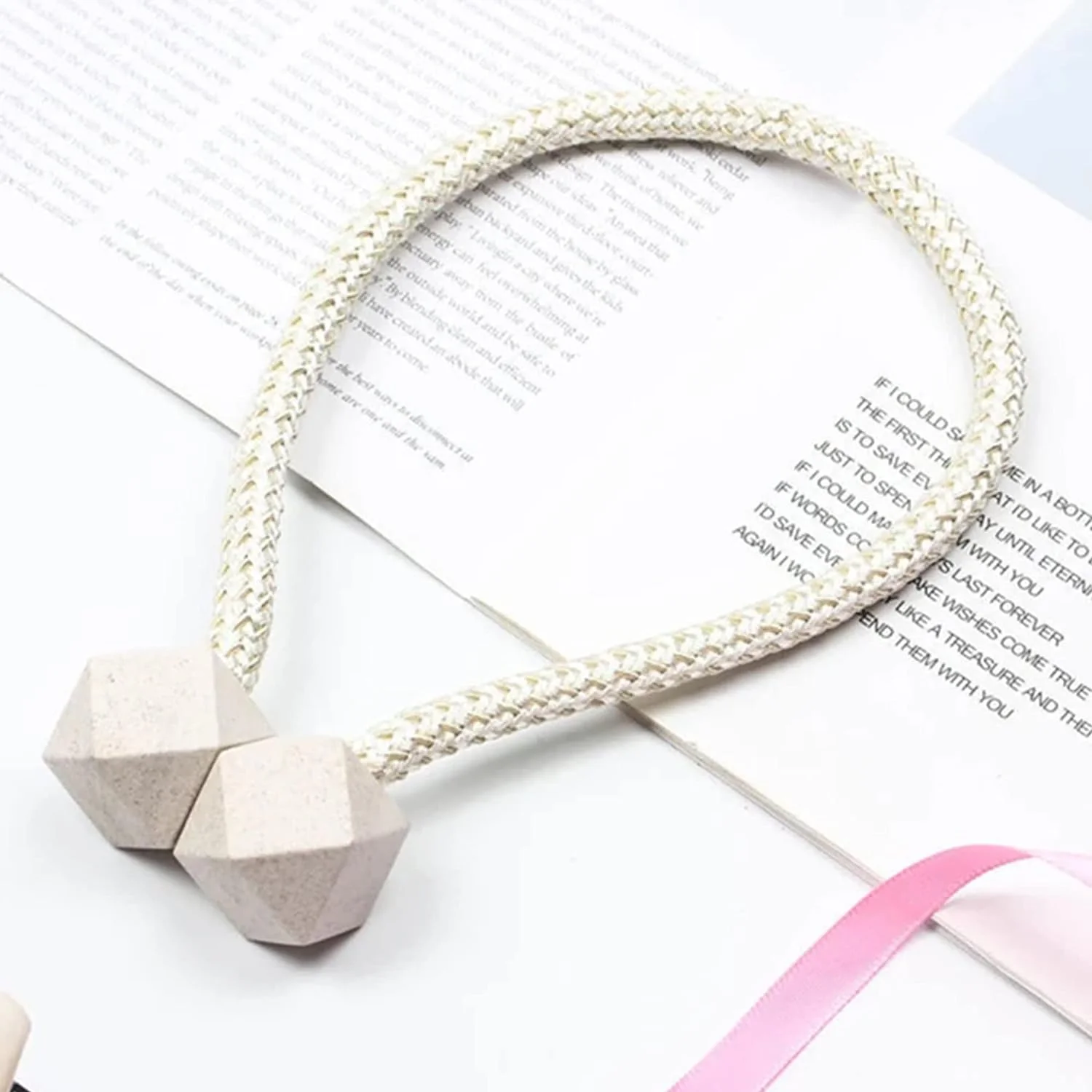 1422 Home Plastic Curtain Tiebacks, Straps, Buckle, Clips Rope Straps Window Curtain Bracket Decoration, Pearl Decorative Rope Holdback Holder for Window (2 Pc) (WithOut Magnet Buckle) - Image 4