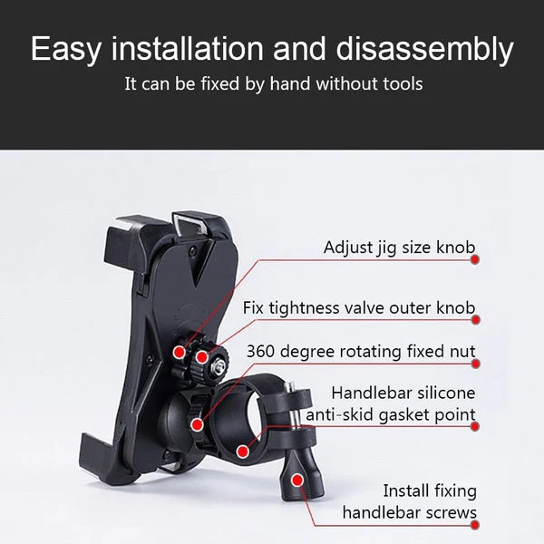1456 Bike Phone Mount Anti Shake and Stable Cradle Clamp with 360° Rotation - Image 7
