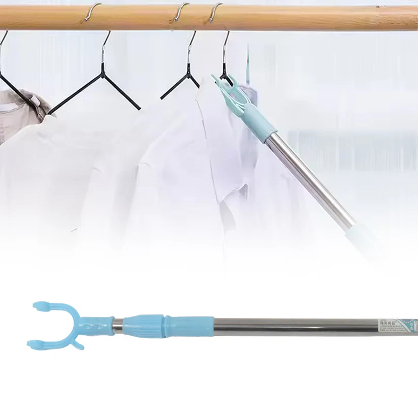 15091 Stainless Steel Telescopic Pole Clothes Hooks Hanger (1 Pc / 1 Mtr.) - Image 7
