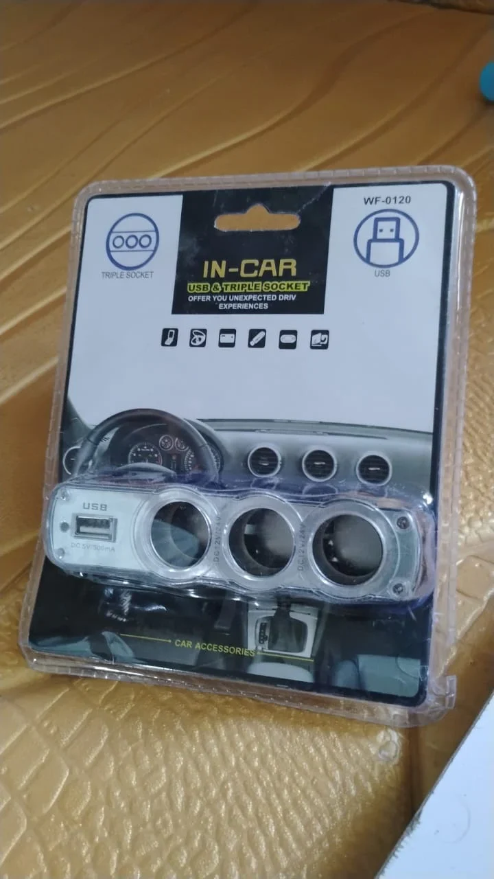 15104 Triple 3 Way Car 12v Lighter Socket Splitter USB Charger Power Adapter - Image 7