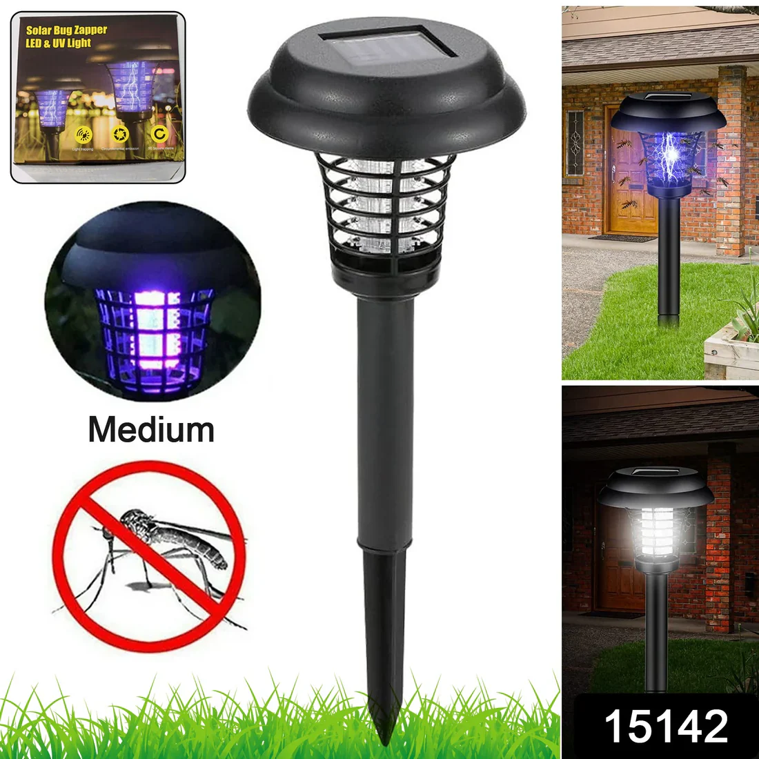 15142 Medium Garden Solar Powered LED Mosquito Trap / Bug Zapper (1 Pc) - Image 2