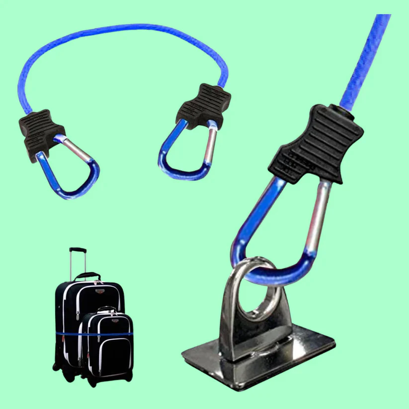 15264 Carabiner Bungee Cords with Hook Tie Downs Luggage Strap Carrying Bag Secure (1 Pc / Mix Color) - Image 4