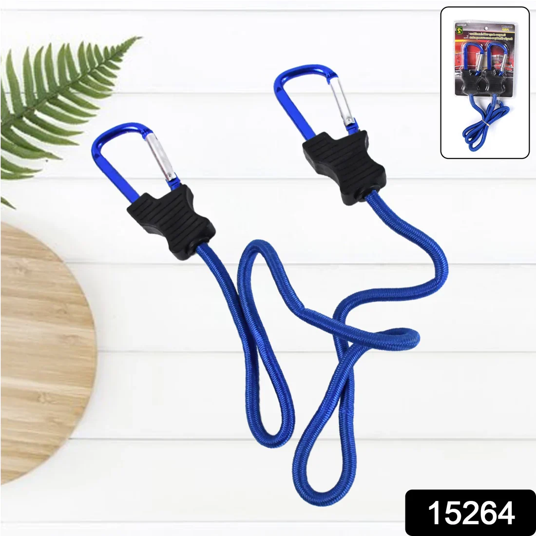 15264 Carabiner Bungee Cords with Hook Tie Downs Luggage Strap Carrying Bag Secure (1 Pc / Mix Color) - Image 6