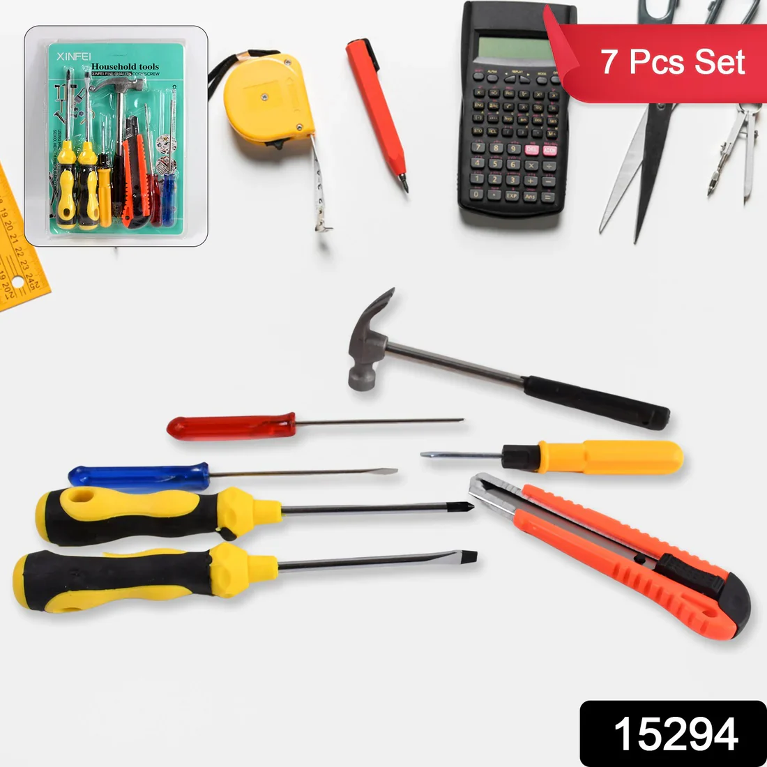 15294 7 Pcs Hand Tool Kit and Magnetic Wristband for Holding Screws, Bolts, Drill Bits - Image 7