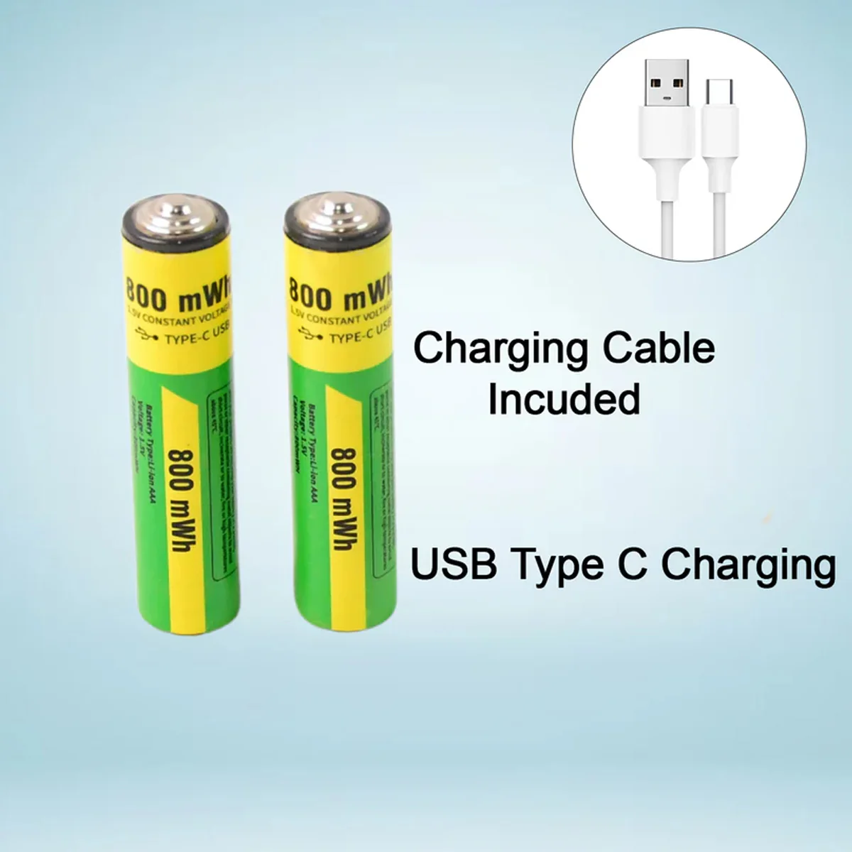 TM0269 AAA Rechargeable 800 mWh Batteries With Recharging Cable (2 Pc Set) - Image 6