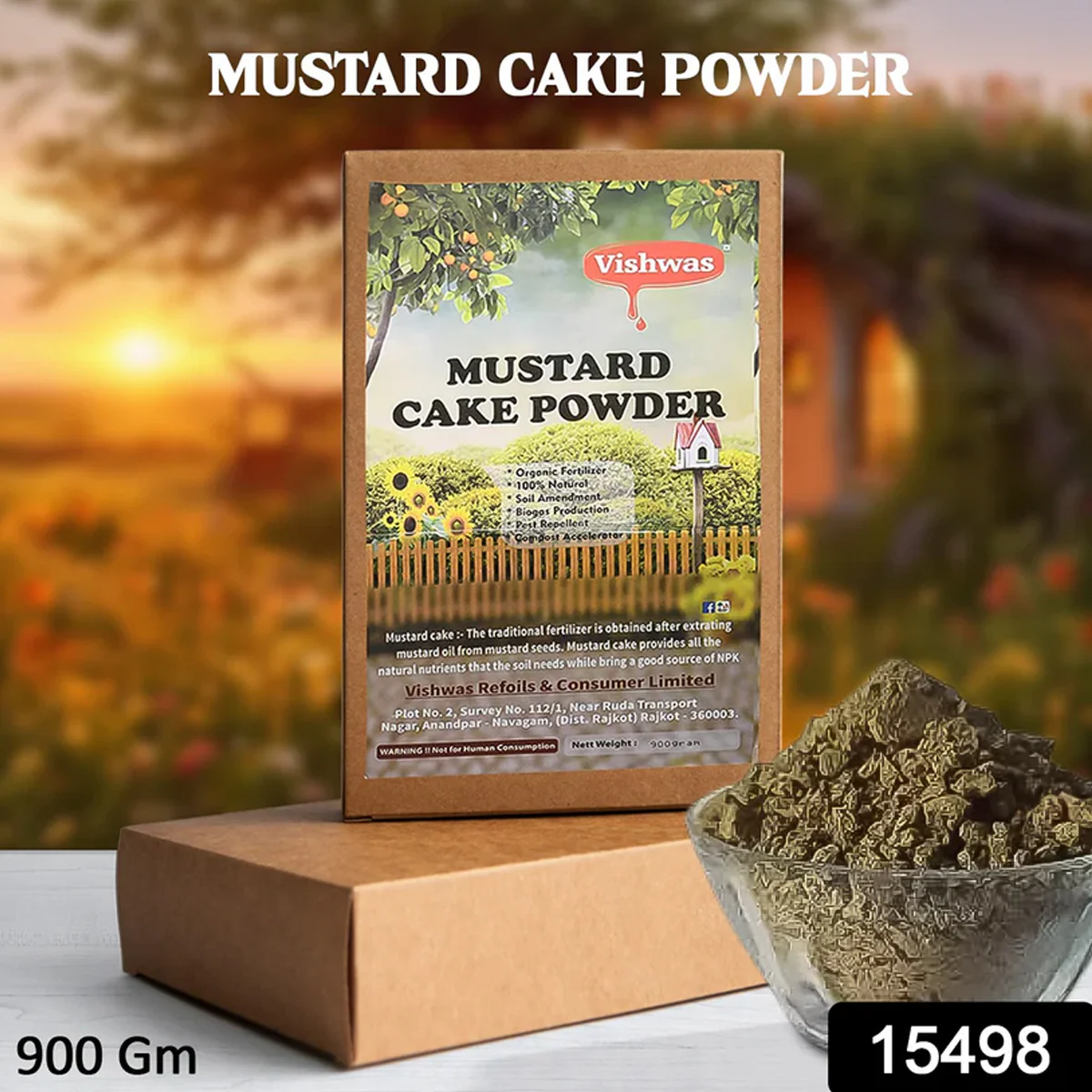 15498 Mustard Cake Fertilizer For Plants 900gm - Image 2