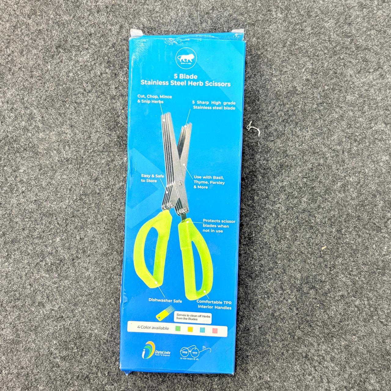 1563 Multifunction Vegetable Stainless Steel Herbs Scissor with 5 Blades - Image 9