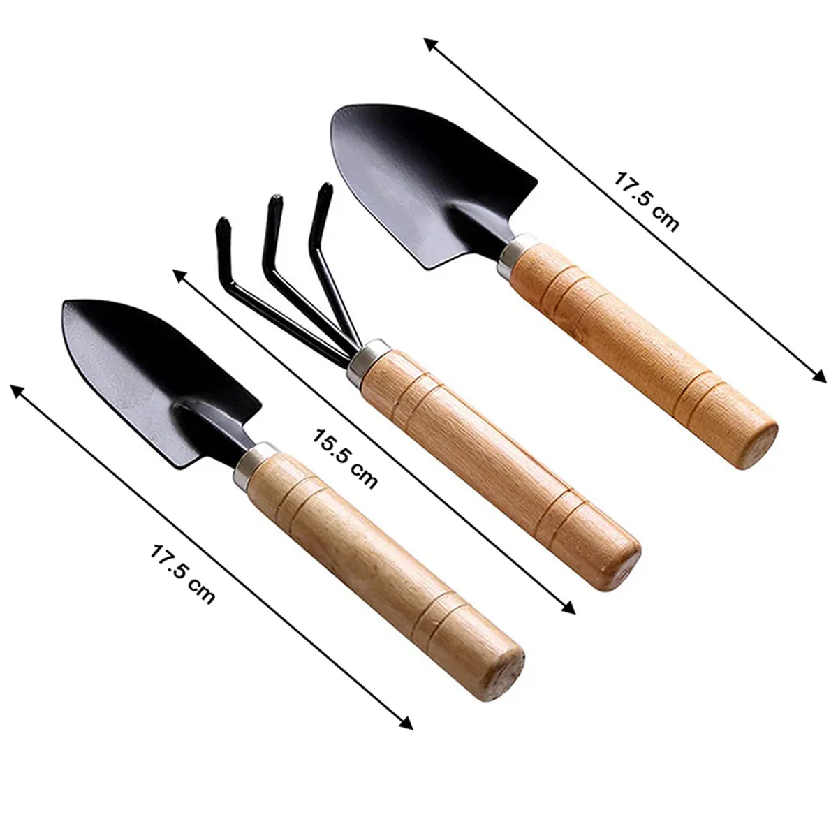AM7760 Garden Tool Kit Durable Hand Tools Set with Wooden Handle (3 Pc) - Image 2
