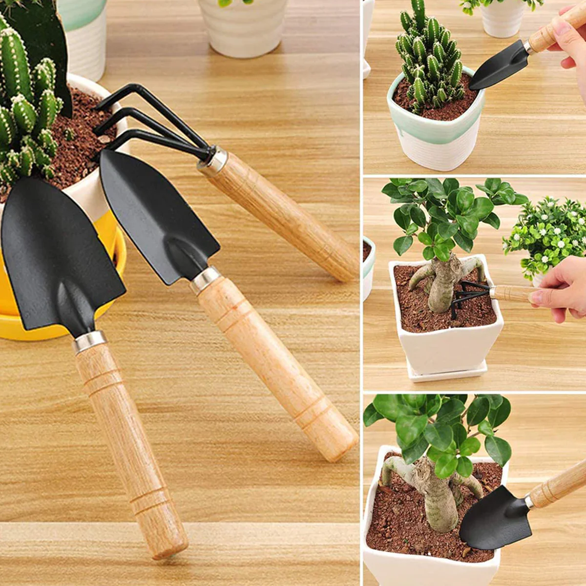 AM7760 Garden Tool Kit Durable Hand Tools Set with Wooden Handle (3 Pc) - Image 7