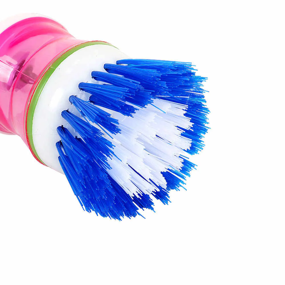 0159 Plastic Wash Basin Brush Cleaner with Liquid Soap Dispenser (Multicolour) - Image 4