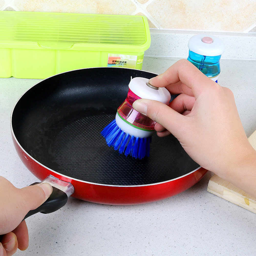 0159 Plastic Wash Basin Brush Cleaner with Liquid Soap Dispenser (Multicolour) - Image 5